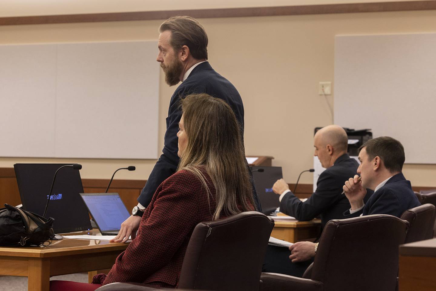 Jodie Wiederkehr's attorney, Chris Carraway, argues before Judge Anthony Peska on why charges should be dropped Tuesday, March 24, 2026.