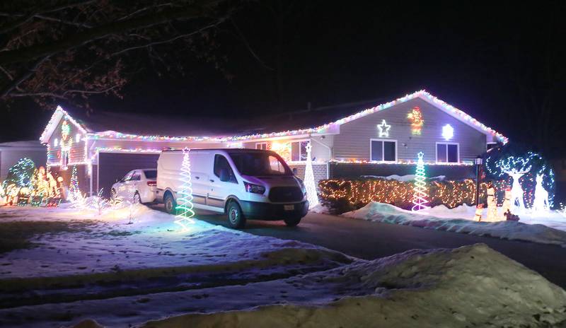 A view of a home decked out in Christmas lights at the corner of Linda Dr. and Ina Ave. in on Wednesday, Dec. 17, 2025, in Princeton.