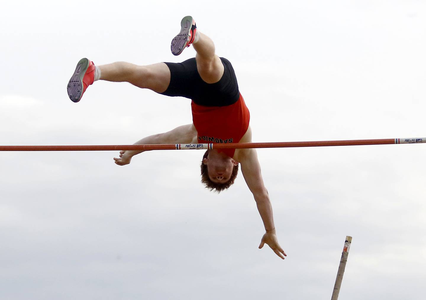 Sandwich’s Jacob Ross pole vaults during the Kishwaukee River Conference Boys Track and Field Meet on Tuesday, May 12, 2026, at Johnsburg High School.