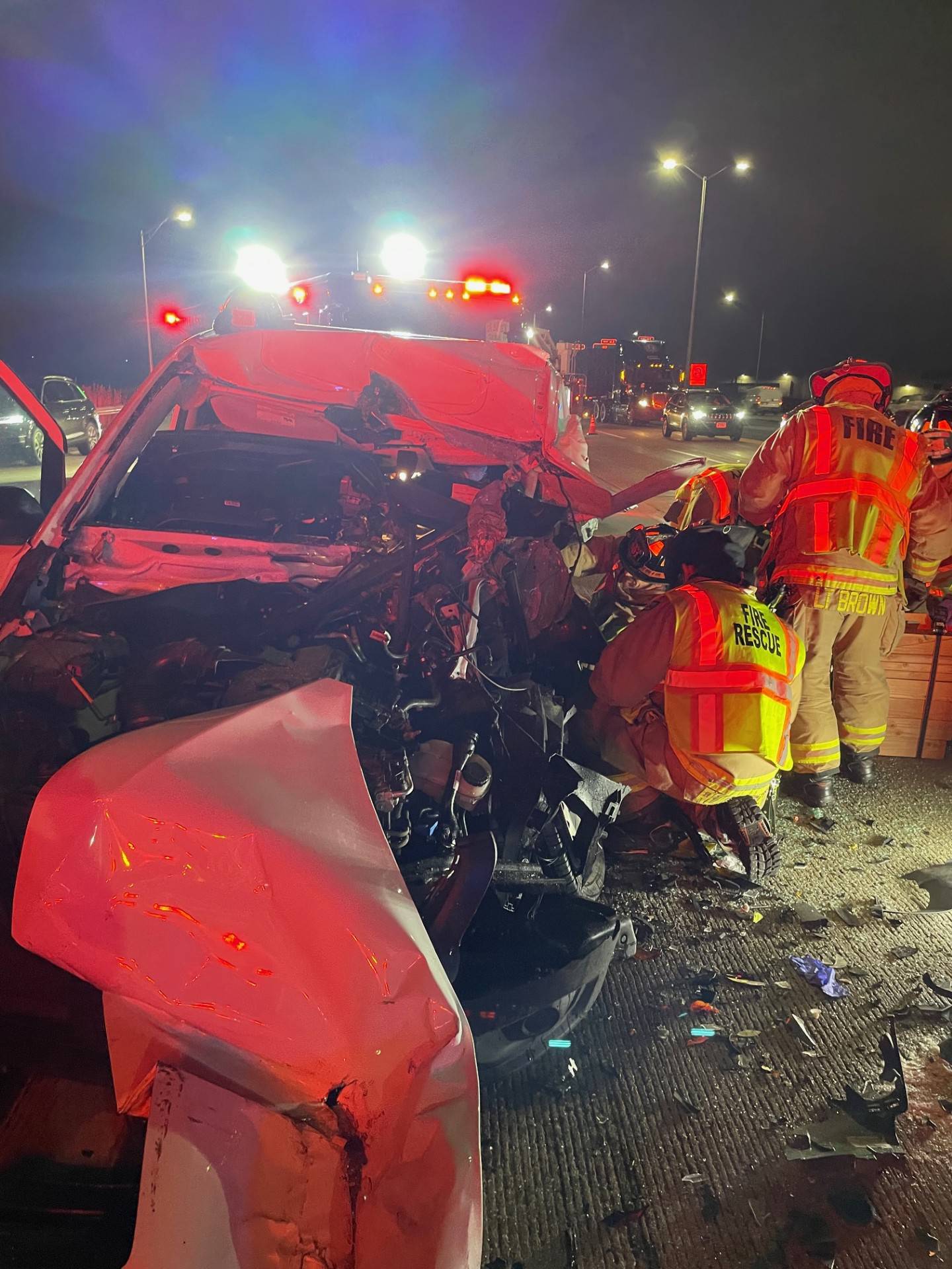 Huntley Fire Protection District responds to two crashes along the eastbound lanes of Interstate 90 within minutes and a mile of each other on Nov. 20, 2025.