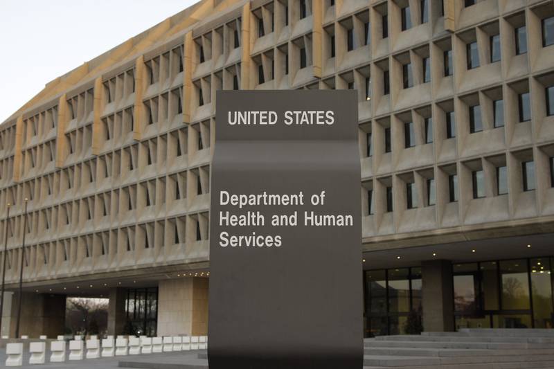 FILE - The U.S. Department of Health and Human Services building is seen, April 5, 2009, in Washington