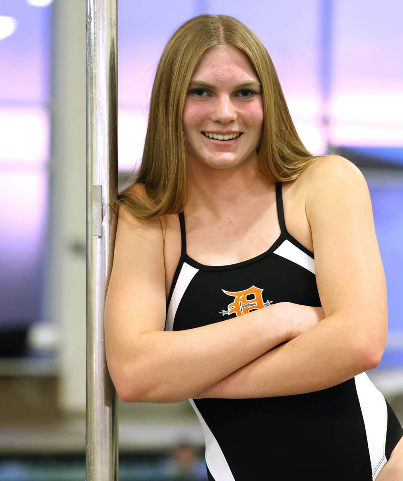 DeKalb-Sycamore co-op swimmer Molly Allison Wednesday, Dec. 6, 2023, at the Huntley Middle School pool in DeKalb. Allison is the Daily Chronicle Girls Swimmer of the Year.