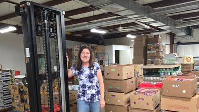 IV Food Pantry pallet stacker funded by anonymous donor