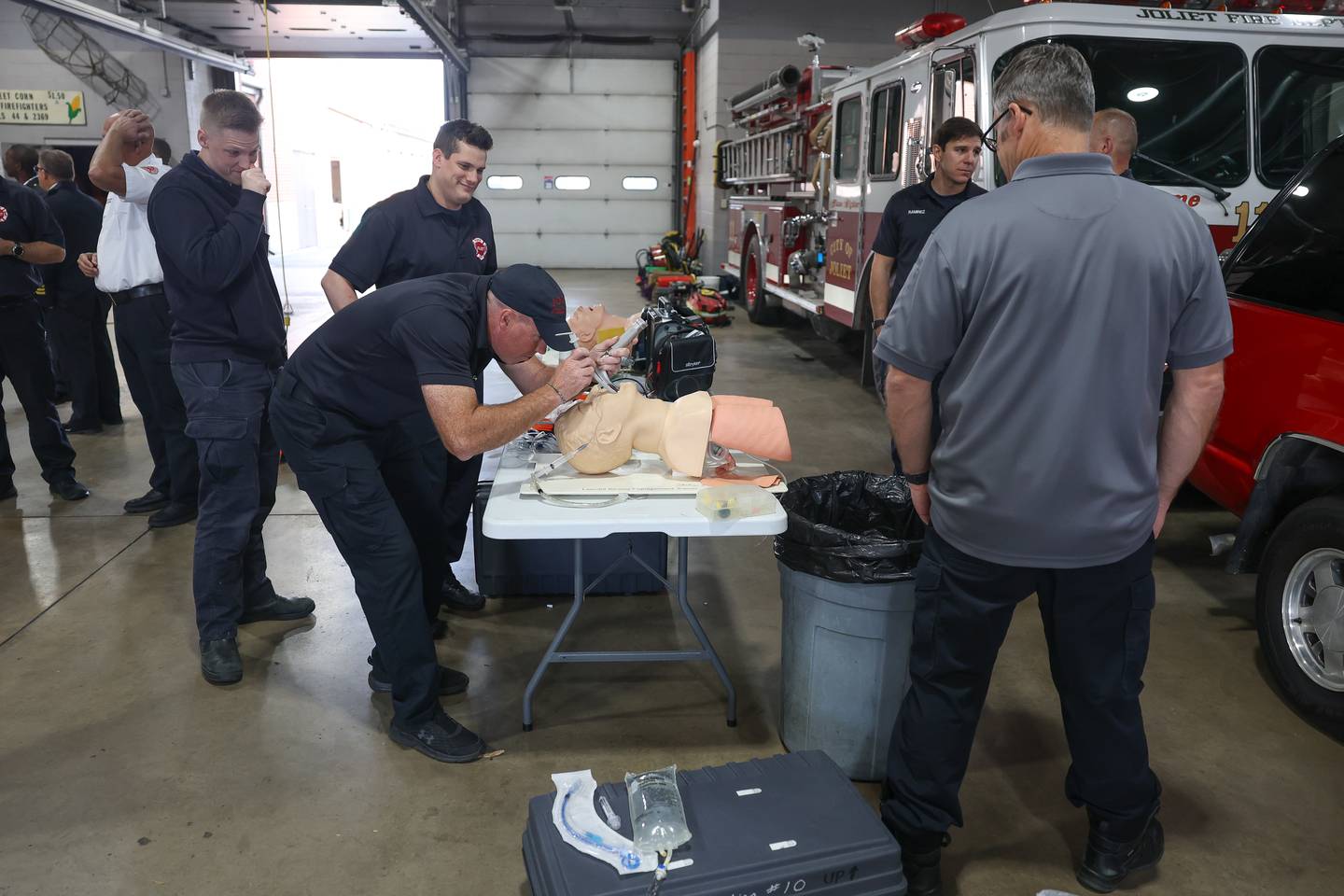 Joliet fire fighters do CPR training at the Joliet Fire Department on East Clinton Street on Tuesday, Oct. 22, 2024.