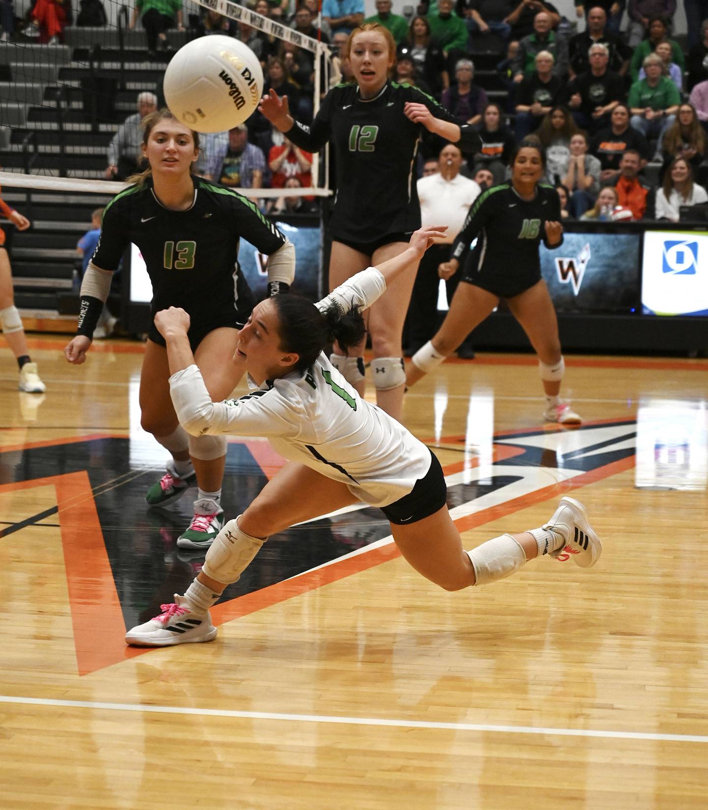 Rock Falls’ Carli Kobbeman tries to save the ball during the 2A sectional final on Wednesday, Nov. 2, 2022 against Genoa Kingston.