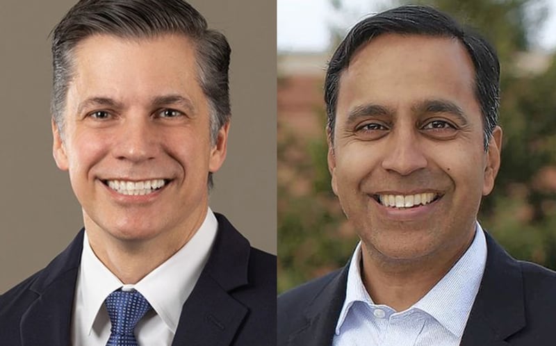 Republican Chris Dargis, left, and Democrat Raja Krishnamoorthi are candidates for the 8th Congressional District seat.
