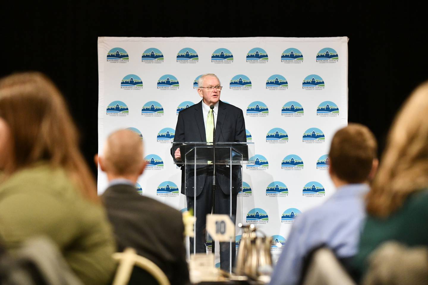 Tim Nugent, president and CEO of the Economic Alliance of Kankakee County, talks about the need for new homes at the 2025 State of the County Address on Tuesday, March, 4, 2025, at Chalfant Hall at Olivet Nazarene University in Bourbonnais, hosted by the Kankakee County Chamber of Commerce.
