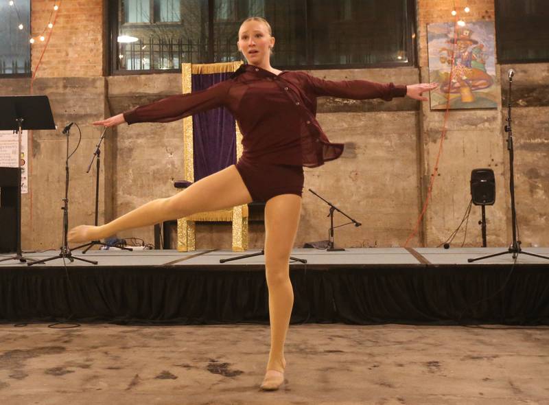 Lydia Steinbach, a senior at La Salle-Peru High School, dances during the 9th annual NCI Artworks Mad Hatter Ball on Friday, Jan. 16, 2026 at the Westclox Event Center in Peru. Steinbach, is involved in dance, softball and student leadership groups at LPHS. Steinbach plans to study at Illinois Valley Community College in the fall and pursue a career as an orthodontist.