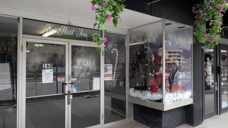 The Nail Inn & School of Cosmetology, the second place winner in the Joliet City Center Partnership's Holiday Window Decorating Contest, is seen Thursday, Dec. 19, 2024, at 160 N. Chicago St. in Joliet.