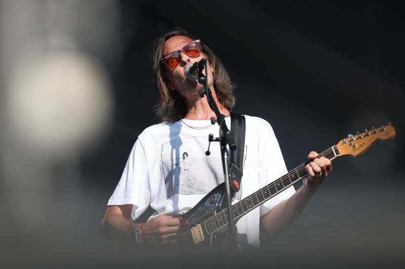 Walter Schreifels of Quicksand performs on the Roots Stage on day one of Riot Fest, Friday, Sept. 15, in Chicago.