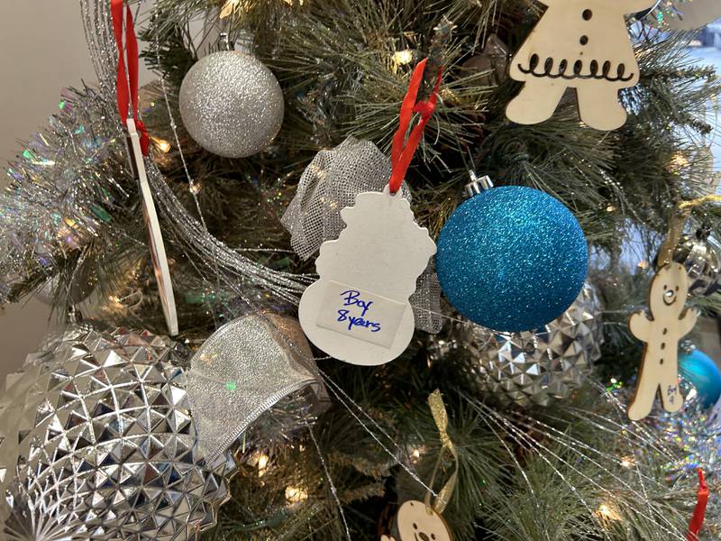 The Christmas Angel tree was on display Tuesday, Dec. 3, 2024 in the lobby at Solutions Bank in Forreston.