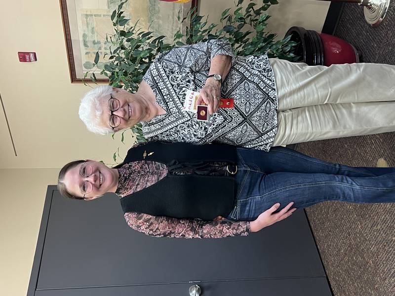 Illinois State Organization of Delta Kappa Gamma Society International's Gamma Phi Chapter president Kelly Kessel (left) and chapter member Alice Ehmen