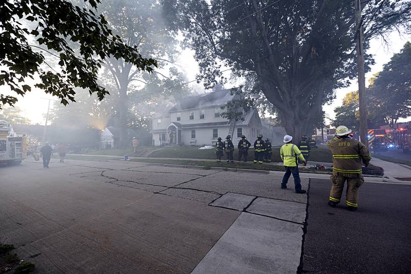 Firefighters battle a house fire Wednesday, June 26, 2024 at 1501 First Avenue in Sterling. Multiple departments responded to the scene including Sterling, Rock Falls, Dixon, Amboy, Morrison and Prophetstown.