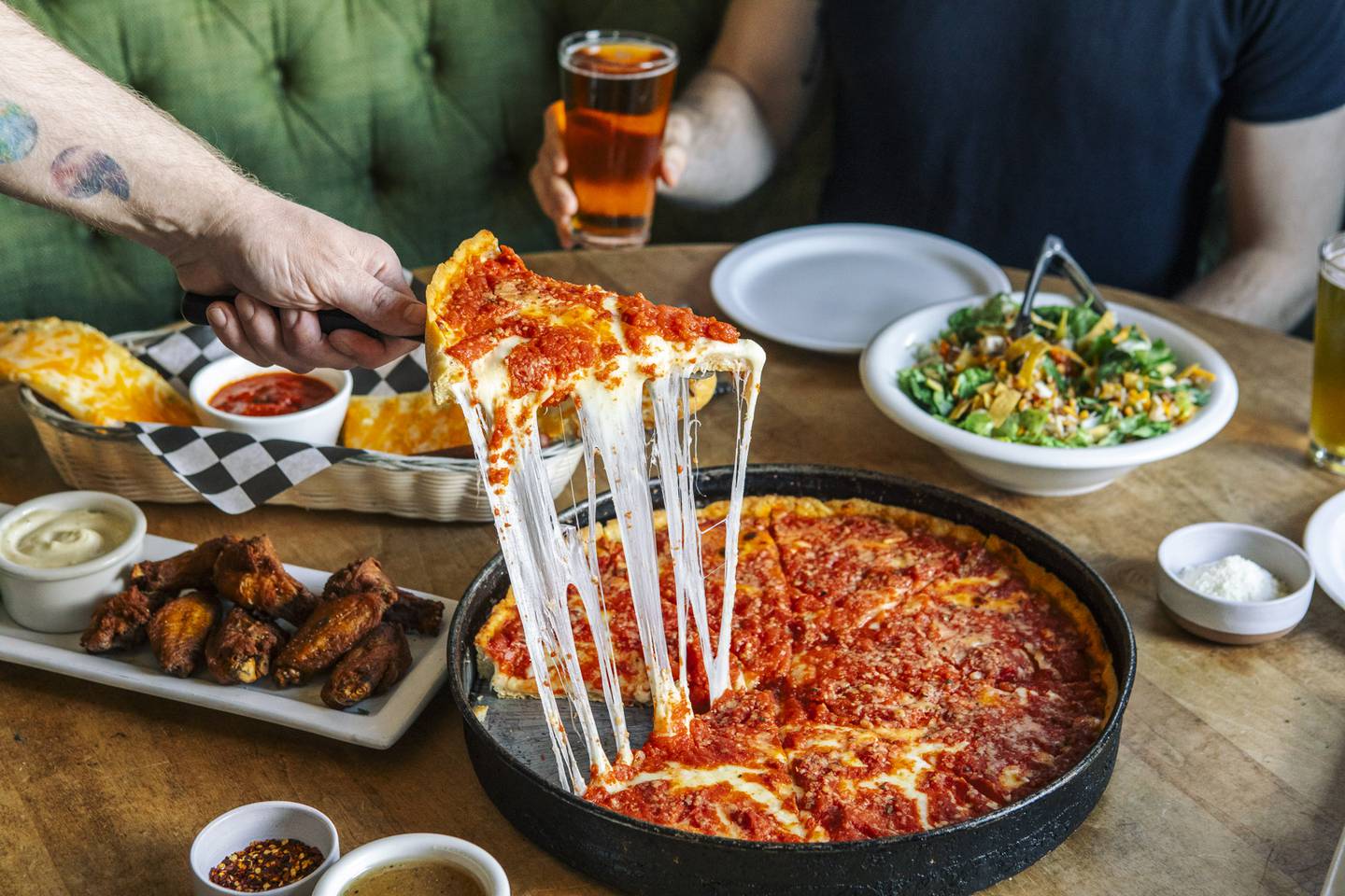 Lou Malnati's Chicago-style deep dish pizza has become a staple for locals and visitors alike.