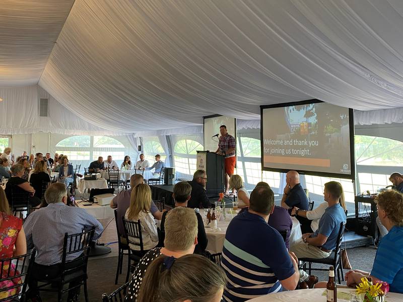 Mayor Chris Brown addresses the crowd during the 2023 State of the City address on Wednesday evening.