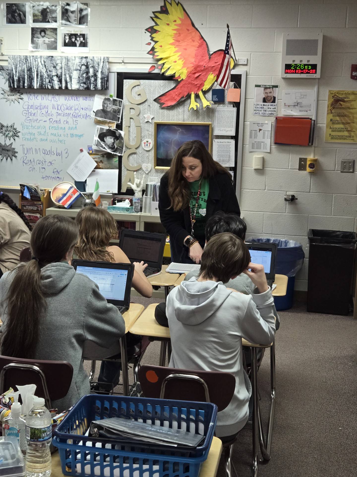 John F. Kennedy Middle School eighth-grade Language Arts and Honors teacher Jennifer Gruca is seen in her classroom on Monday, March 17, 2025.