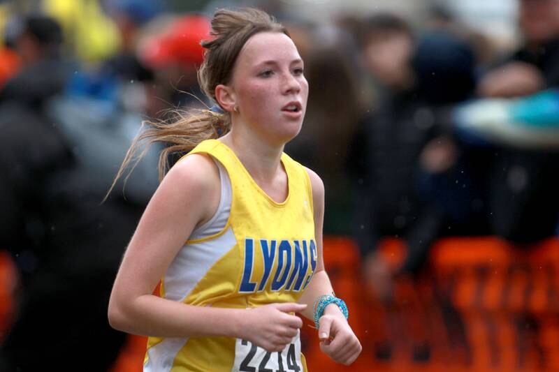 Lyons Township's Mya Coglianese competes in the Class 3A State Cross Country Championships on Saturday, Nov. 9, 2024 at Detweiller Park in Peoria.