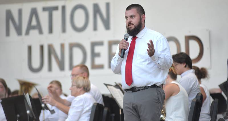 Travis Cunningham of Forreston was the guest conductor for the Kable Concert Band on Wednesday, July 23, 2025 in Mt. Morris. Cunningham is the music/band teacher for Forreston High School and Junior High.