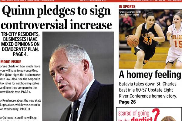 Quinn’s controversial increase and Reagan hits at big government: Historic covers for January 13