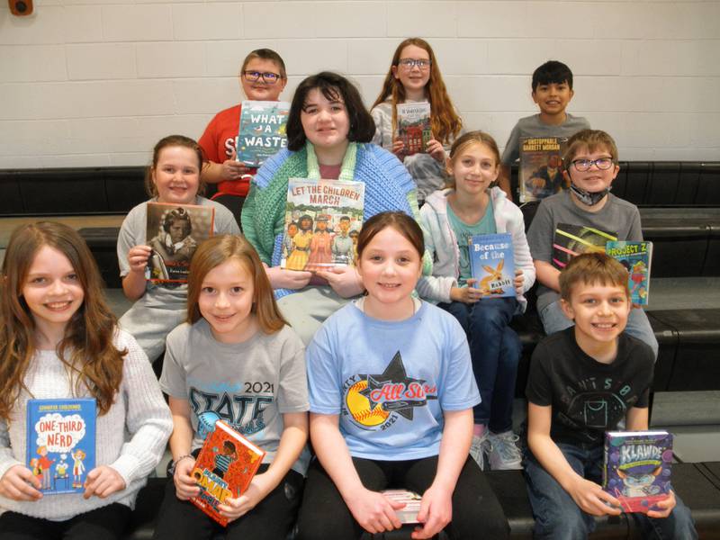 Putnam County Elementary School Bluestem Book Award Program student participant voters: Lillian Bouxsein, Cayden Bush, Jiovanny Castro, Hayden Doyle Makenna Goulding, Savannah Grasser, Murphy Hopkins, Colton Nicoli, Jolene Poole, Anthony Popurella, Marlee Smith, Kami Nauman