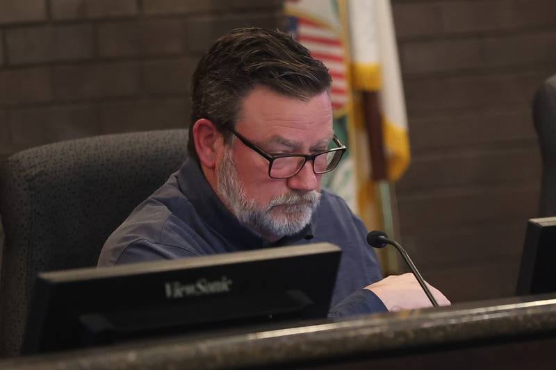City of Joliet Plan Commission board member Mike Uelitz sits in on the vote for the proposed Data Center at the City of Joliet Plan Commission meeting on Thursday, March 5, 2026 in Joliet.
