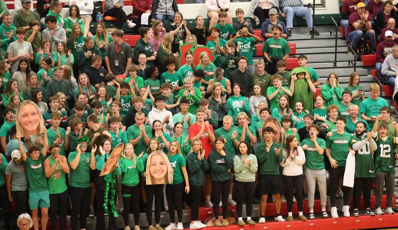 L-P superfans cheer on the Lady Cavs during the Class 3A Sectional semifinal game on Tuesday, Nov. 4, 2025 in Sellett Gymnasium at L-P High School.