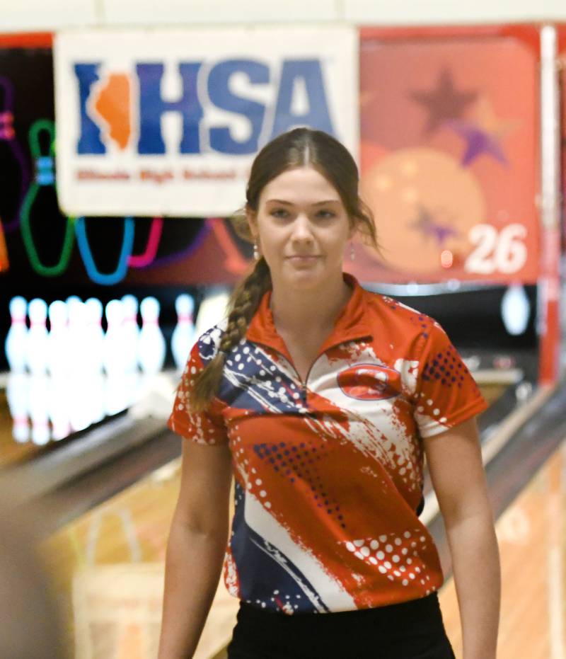 Oregon's Av Wight walks back to her coach during the finals of the girls state tournament held at Cherry Bowl in Cherry Valley on Saturday.