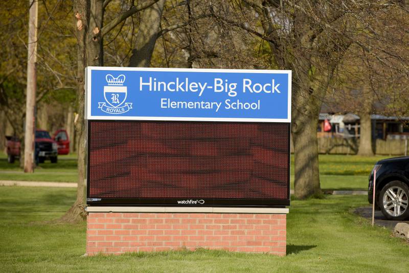 Hinckley-Big Rock Elementary School sign in Hinckley, IL