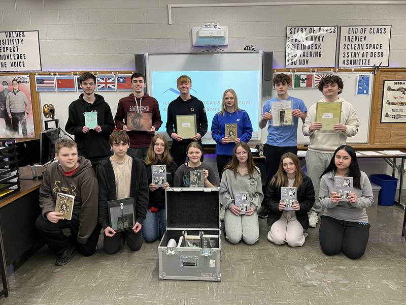 Students in Matthew Phillips’ World Wars class at Woodland High School in Streator had a unique opportunity to deepen their understanding of the Holocaust through the Illinois Holocaust Museum and Education Center’s Survivor Stories teaching trunk.