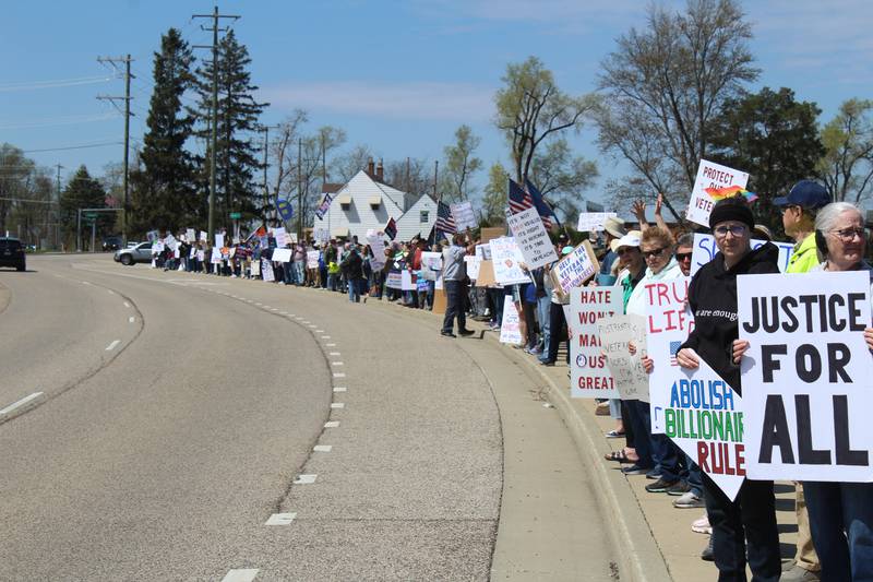 Over 200 people rallied in support of Veterans Affairs during a protest April 27, 2025 outside the McHenry VA Clinic, located at 3715 Municipal Drive, McHenry.