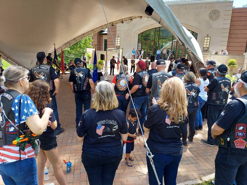 Participants gather at the First Division Museum at Cantigny at the conclusion of the 2022 Rolling Thunder Mid-America Demonstration Parade. This year's POW/MIA awareness ride takes place May 28.