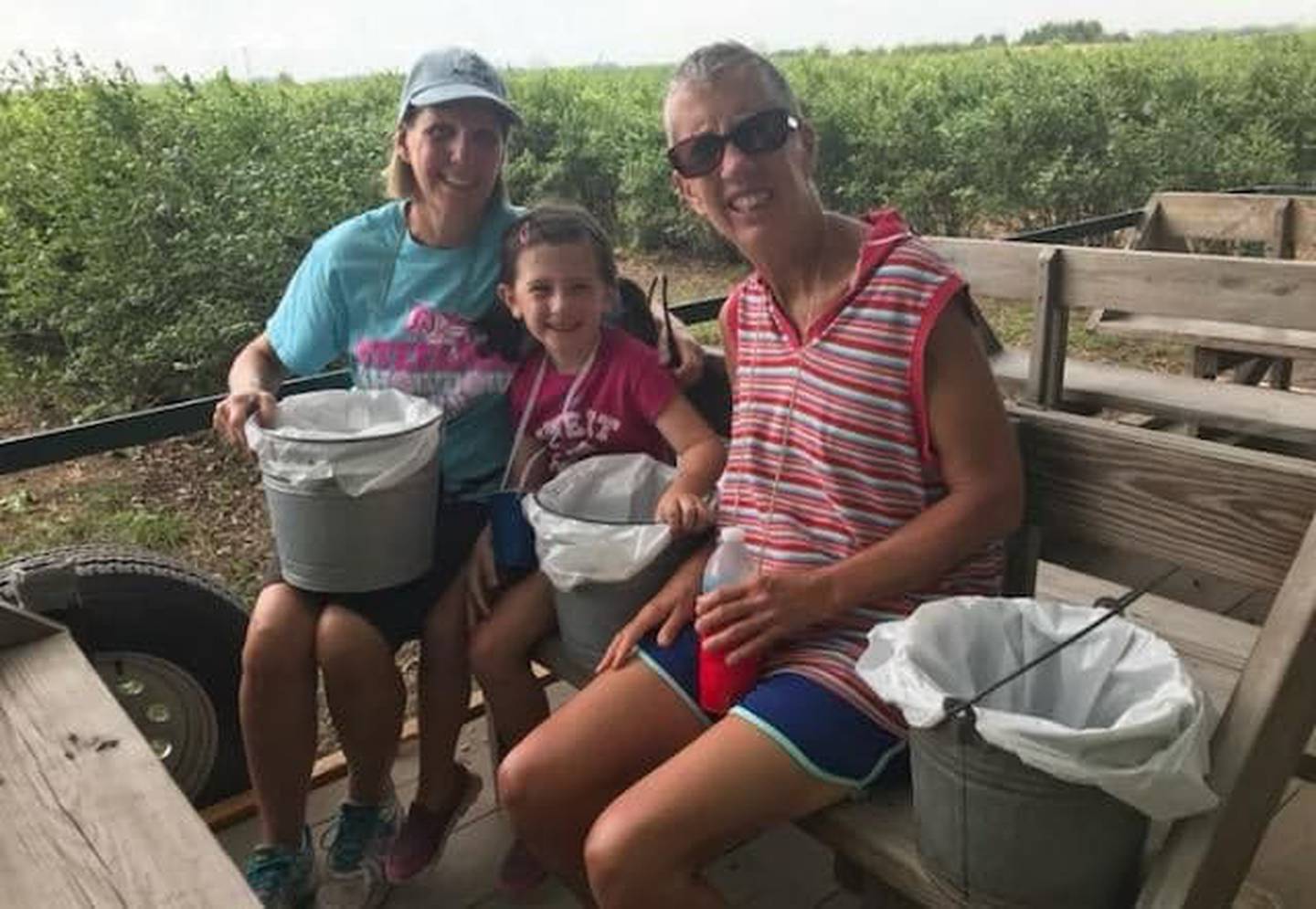 Joni Hilger (right) poses with her son Steve Hilger's mother-in-law Cindy Lewandowski and Steve's daughter Ryleigh.