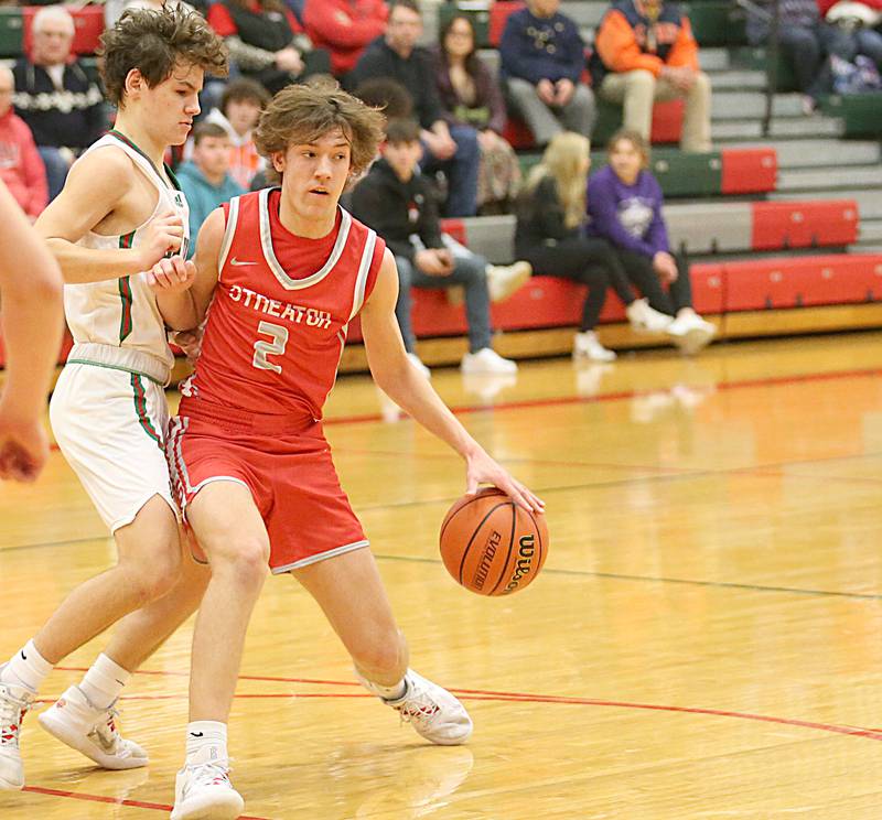 Streator's Matt Williamson looks to pass the ball as L-P's Jack Jereb guards him on Thursday, Jan. 28, 2023 at L-P High School.