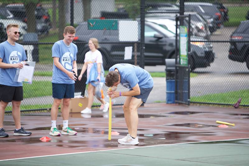 Participants taking part in The Amazing Race Hardy Strong at Mt. St. Mary Park in St. Charles on Saturday, August 5, 2023