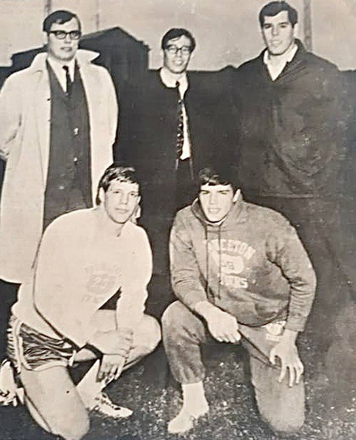 The Howard brothers were a fixture in athletics at Princeton High School in the 1960s, participating in all sports and breaking one another's school records in track and field. All played sports in college. They gathered here in a 1968 photo taken by the late Hugh Skinner. Pictured are (front, from left) Tim ('68) and Jim ('71); and (back) Bill ('60), Bob ('62) and Corby ('64).