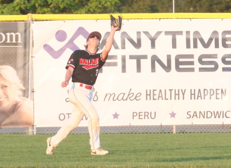 Henry-Senachwine's Austin Keith makes a running catch in the outfield against Lexington during the Class 1A Sectional semifinal game on Wednesday, May 28, 2025 at Schwieckert Stadium in Peru.