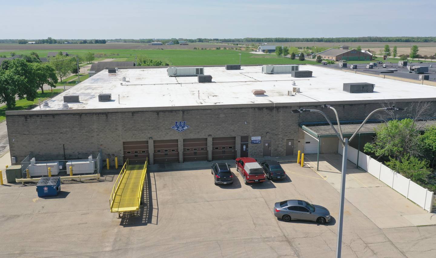 An aerial view of the Lotz Warehouse in the South towne Mall on Thursday, May 11, 2023 in Ottawa. Carus Chemical moved all of their potassium to the warehouse from La Salle.