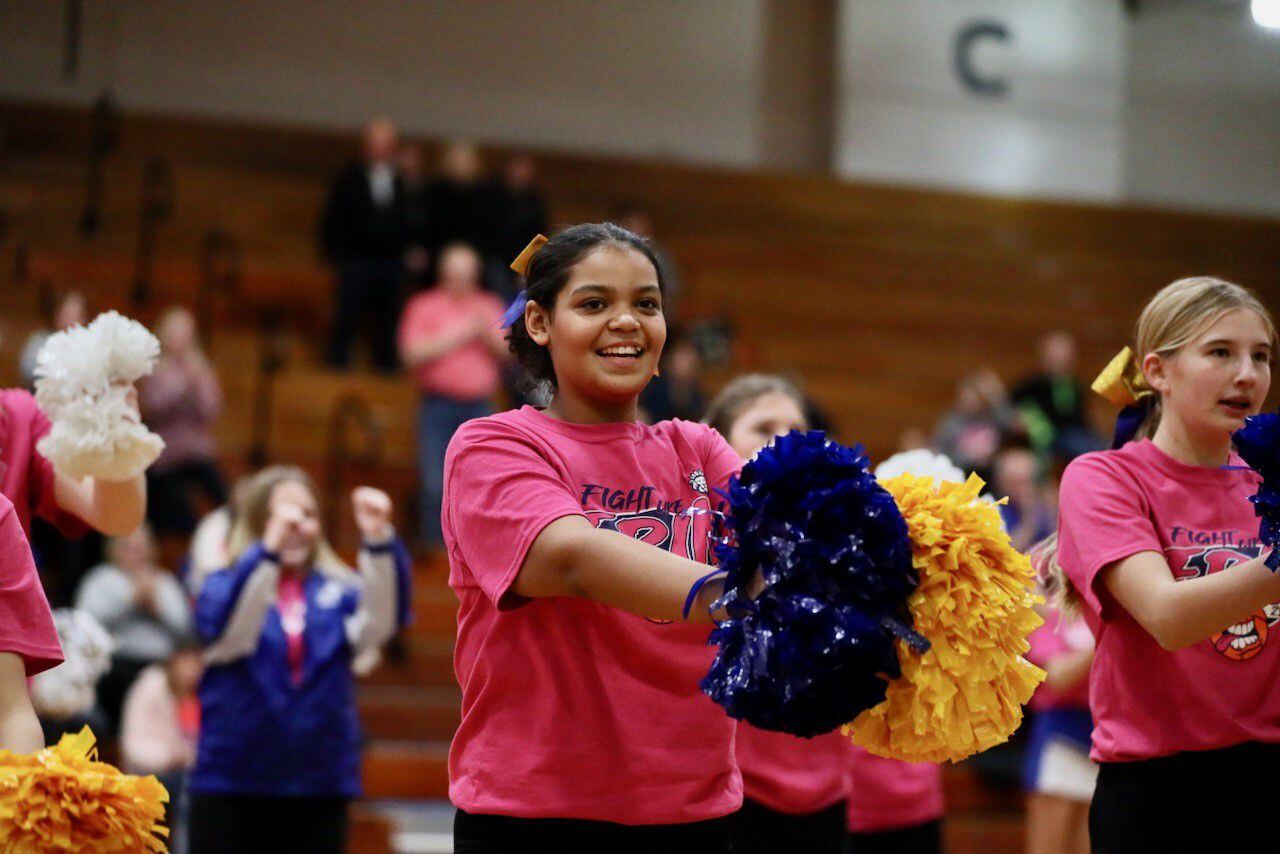 Eryn Crowder and the Logan poms performed during Tuesday's Fight like Erin Night at Prouty Gym.