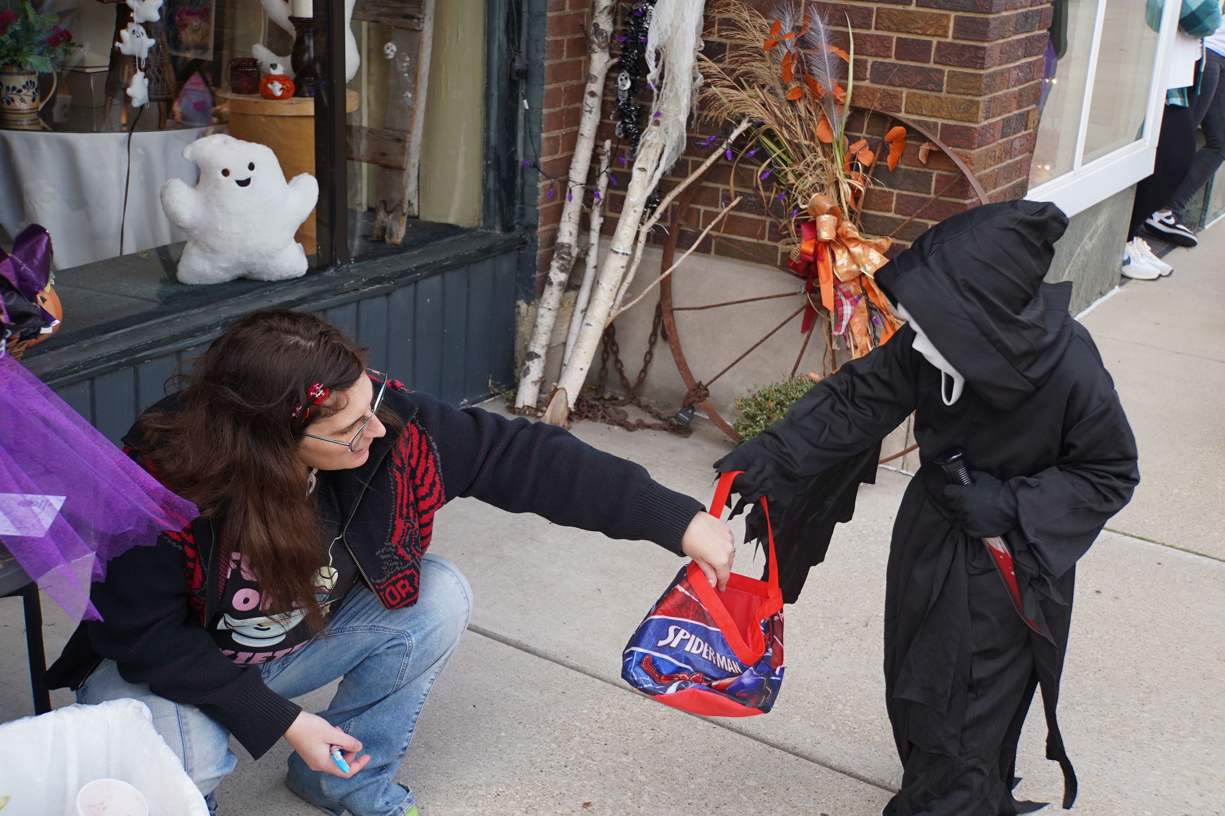 On Halloween on Friday, Oct. 31, 2025, the annual Downtown Trick or Treat event was held in Rochelle. Shown is a trick or treater at Colonial Flowers.