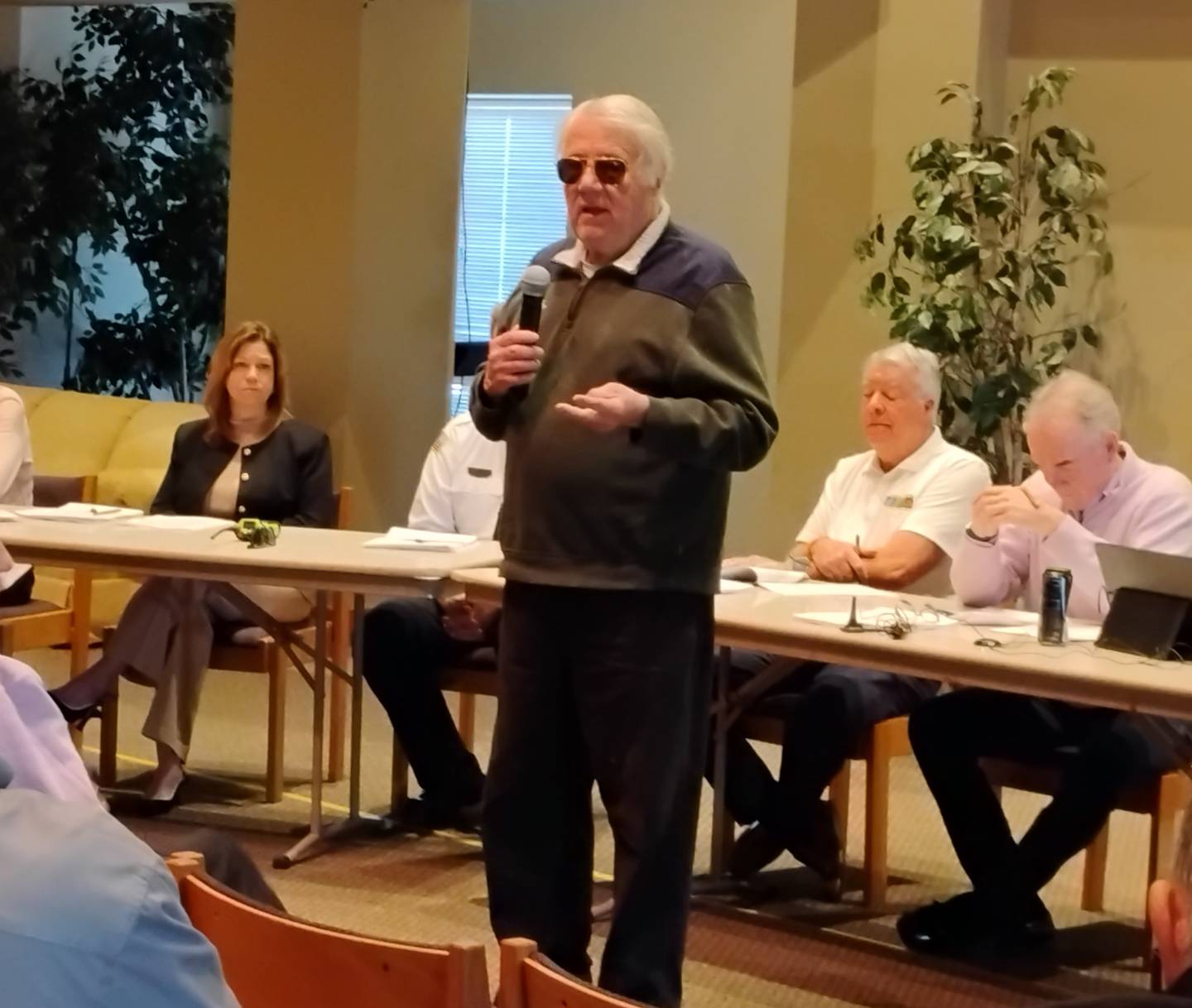 Batavia resident Carl Dinwiddie speaks to the Campton Hills Joint Review Board against a proposed tax increment finance – or TIF – district on Monday, March 9.