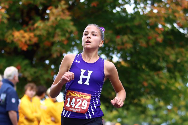 Hampshire’s Reese Long places fifth during the Fox Valley Conference Cross Country Meet at McHenry County College in Crystal Lake on Saturday, October. 18, 2025.