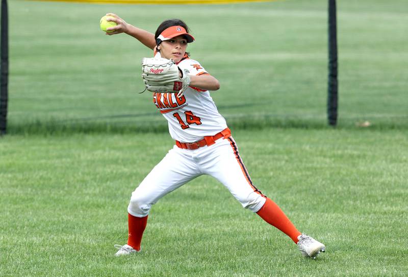 DeKalb's Izzy Aranda fires the ball back into the infield during their game against Sycamore Friday, May 20, 2022, at Sycamore High School.