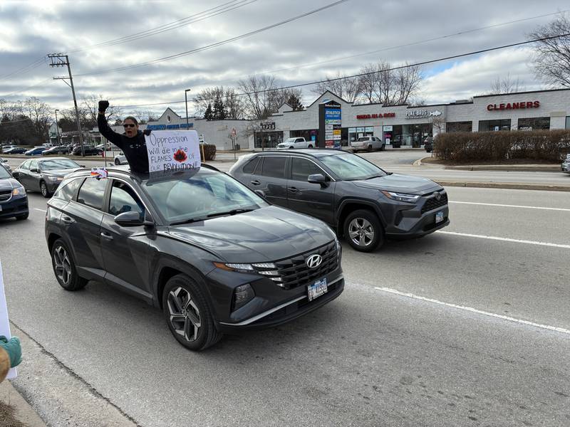 More than 600 people came out Sunday, Jan. 11, 2026, on Route 31 in McHenry for an anti-ICE protest, organized by Indivisible McHenry County. The national organization encouraged protests over the weekend on response to the death of Renee Good Wednesday in Minneapolis.