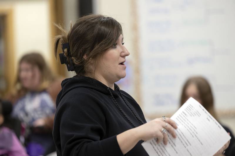 Erin Rogers leads her choir Thursday, April 10, 2025, at Dixon High School.