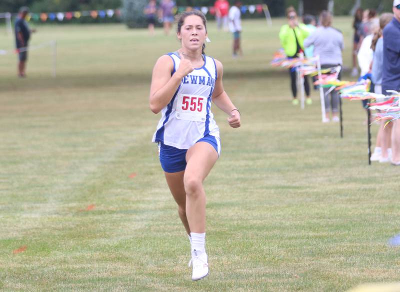 Newman's Anna Propheter during the Gary Coates Invitational cross country meet on Saturday, Sept. 13, 2025 at Zearing Park in Princeton .