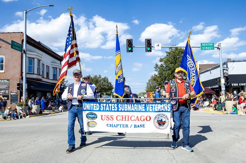 United States Submarine Veterans participate in the Grundy County Corn Festival Parade in Downtown Morris on Sept. 28, 2025.