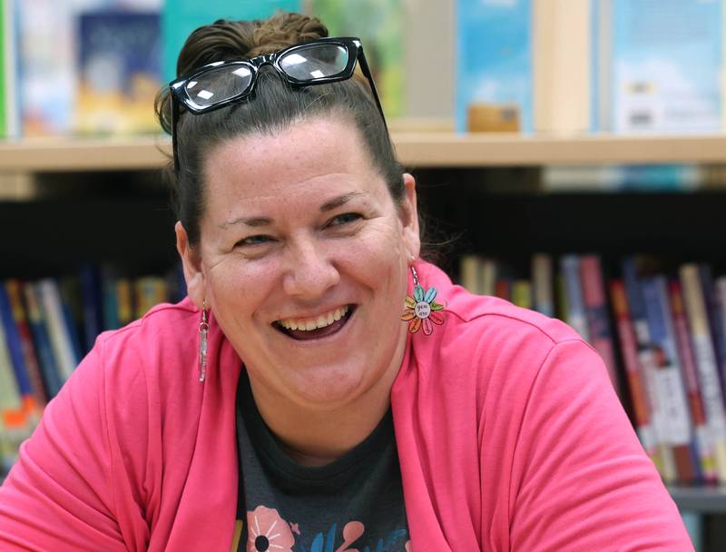 Cortland Elementary School librarian/media assistant Leslie Leahy talks about why she loves her job Tuesday, March 31, 2026 at the school.