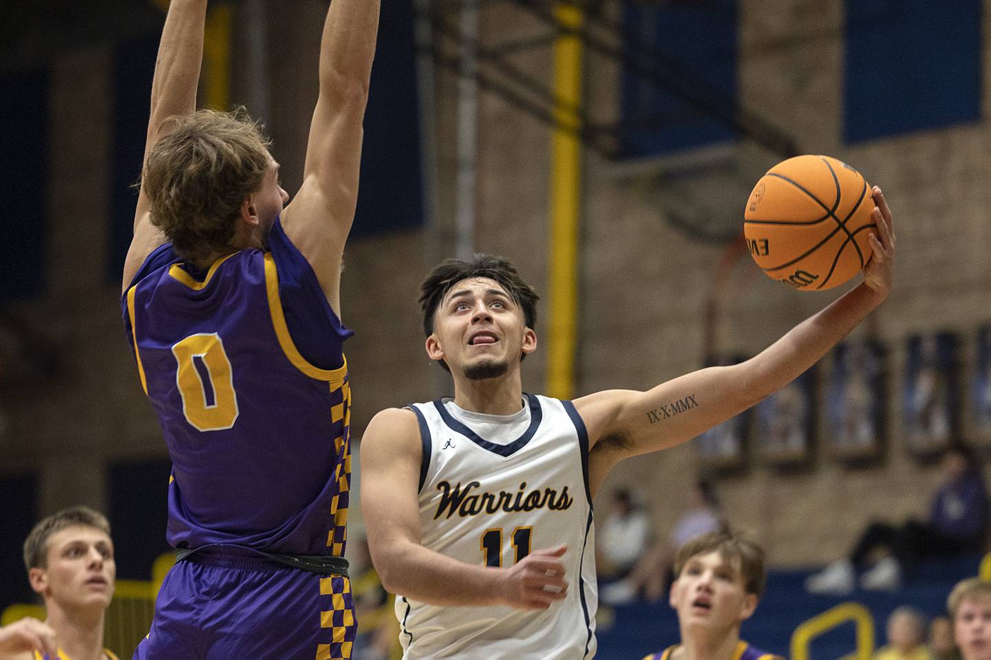 Sterling’s Nico Battaglia puts up a shot against Sherrard’s James Blackwell Monday, Dec. 16, 2024, at Sterling High School.