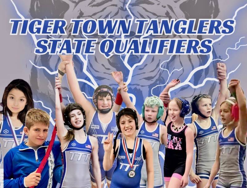 Tigertown Tanglers state qualifiers are sectional champion Anastasia Rucinski, runners-up Cale Dauber, Sophia Schirmer and Tyran Ziegler, third-place finishers Rayelynn Hartmann, Easton Olson and Reid Dall and sectional alternates Kyra Gibson and Layla Rucinski.