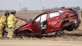 Photos: Car ends up in cornfield near Hinckley after two vehicle crash
